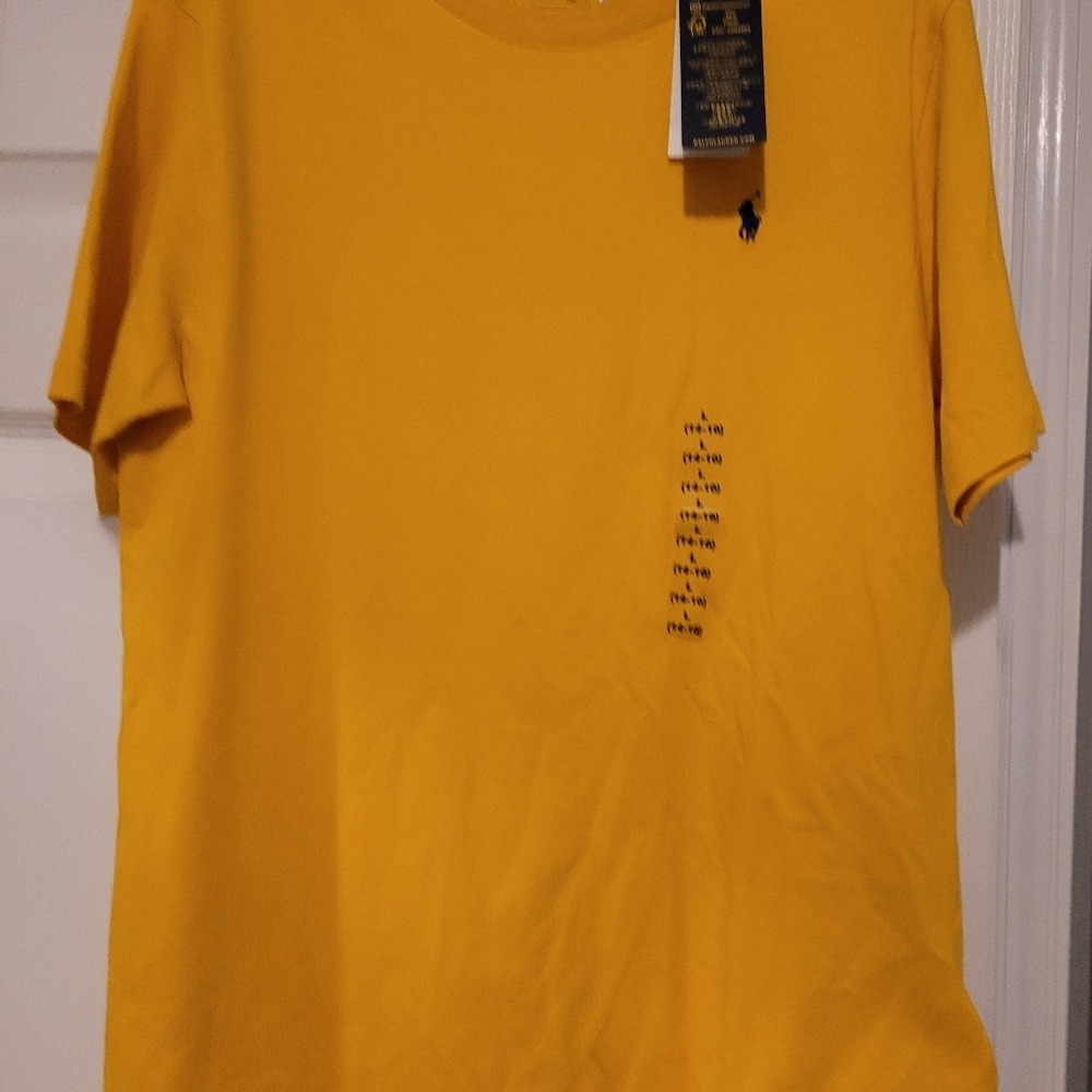 NWT- Polo by Ralph Lauren Men's Yellow T-Shirt With Blue Emblem - Picture 5 of 6
